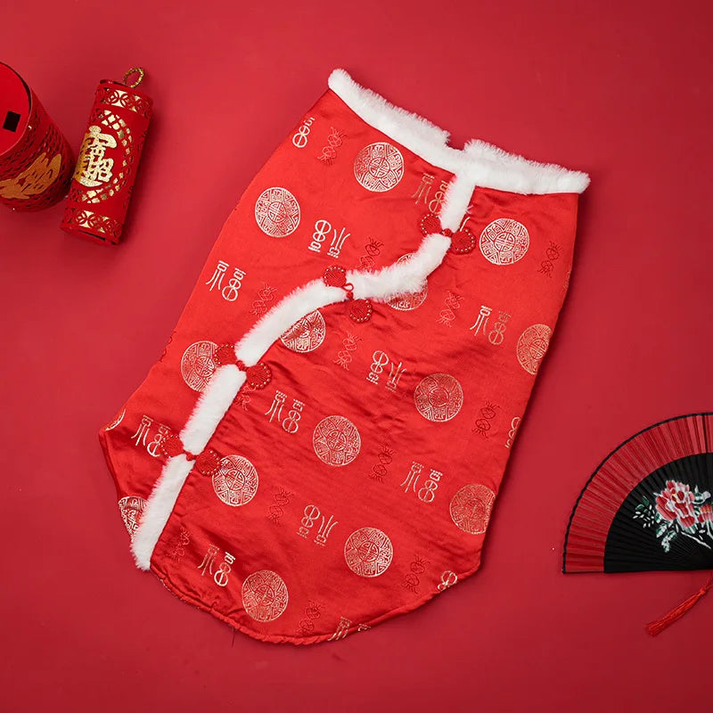 New Tang Style Big Dog Pet Clothes New Year Cotton Clothes Spring Festival Large Dog Thickened Clothes