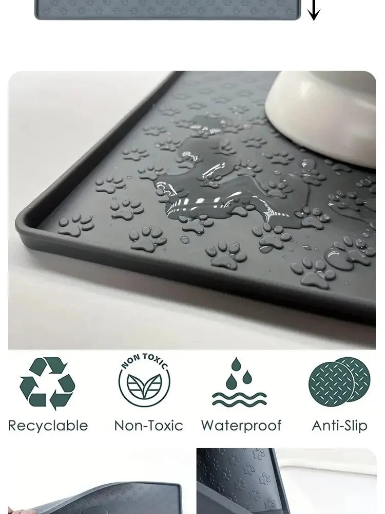 Pet Placemat Nonspill Easy to Clean Foldable Cat and Dog Feeding Mat Silicone Non-slip Waterproof Pet Mat