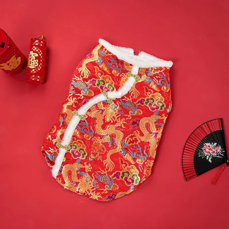 New Tang Style Big Dog Pet Clothes New Year Cotton Clothes Spring Festival Large Dog Thickened Clothes