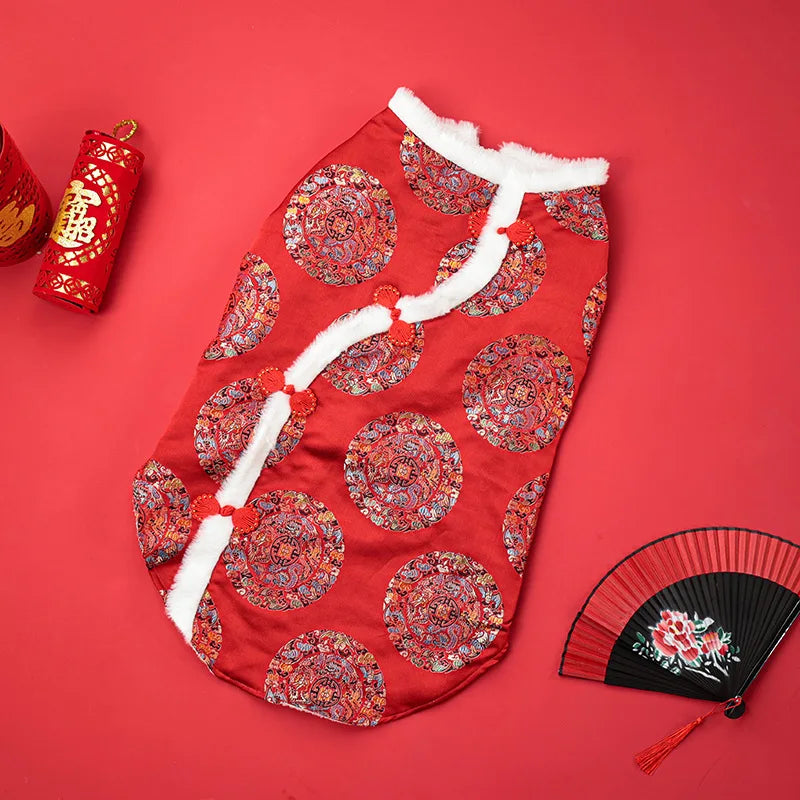 New Tang Style Big Dog Pet Clothes New Year Cotton Clothes Spring Festival Large Dog Thickened Clothes