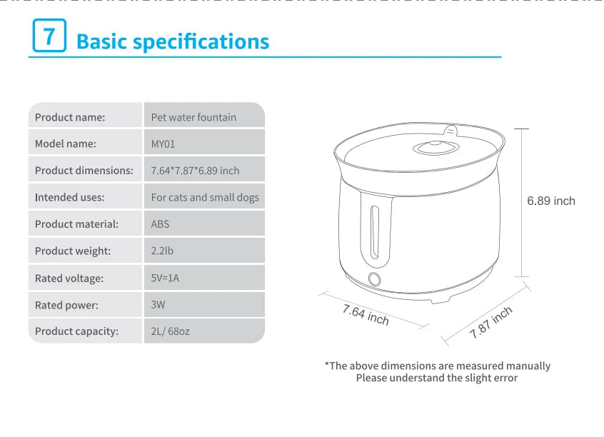 AQHH Wireless Pump Pet Water Dispenser Automatic Circulation Filtration Water Dispenser USB Electric Mute Cats Water Dispenser