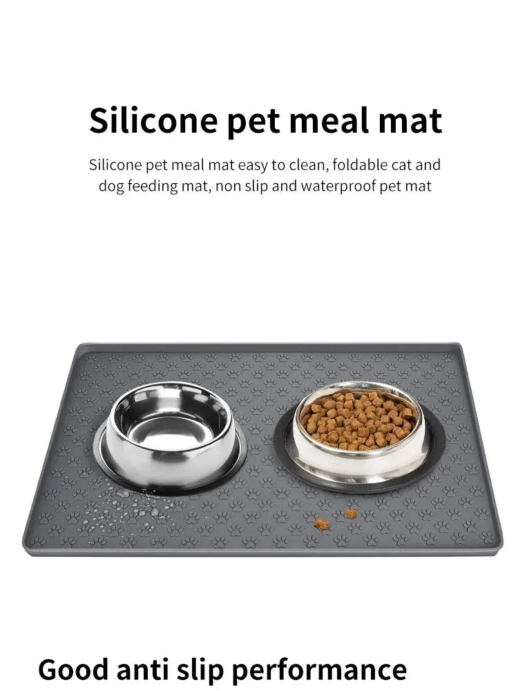 Pet Placemat Nonspill Easy to Clean Foldable Cat and Dog Feeding Mat Silicone Non-slip Waterproof Pet Mat