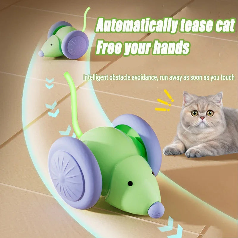 Electric Mouse Car Smart Electric Mouse Toy Car-Rejected Auto Obstacle Avoidance Interactive Cat Pet Toy