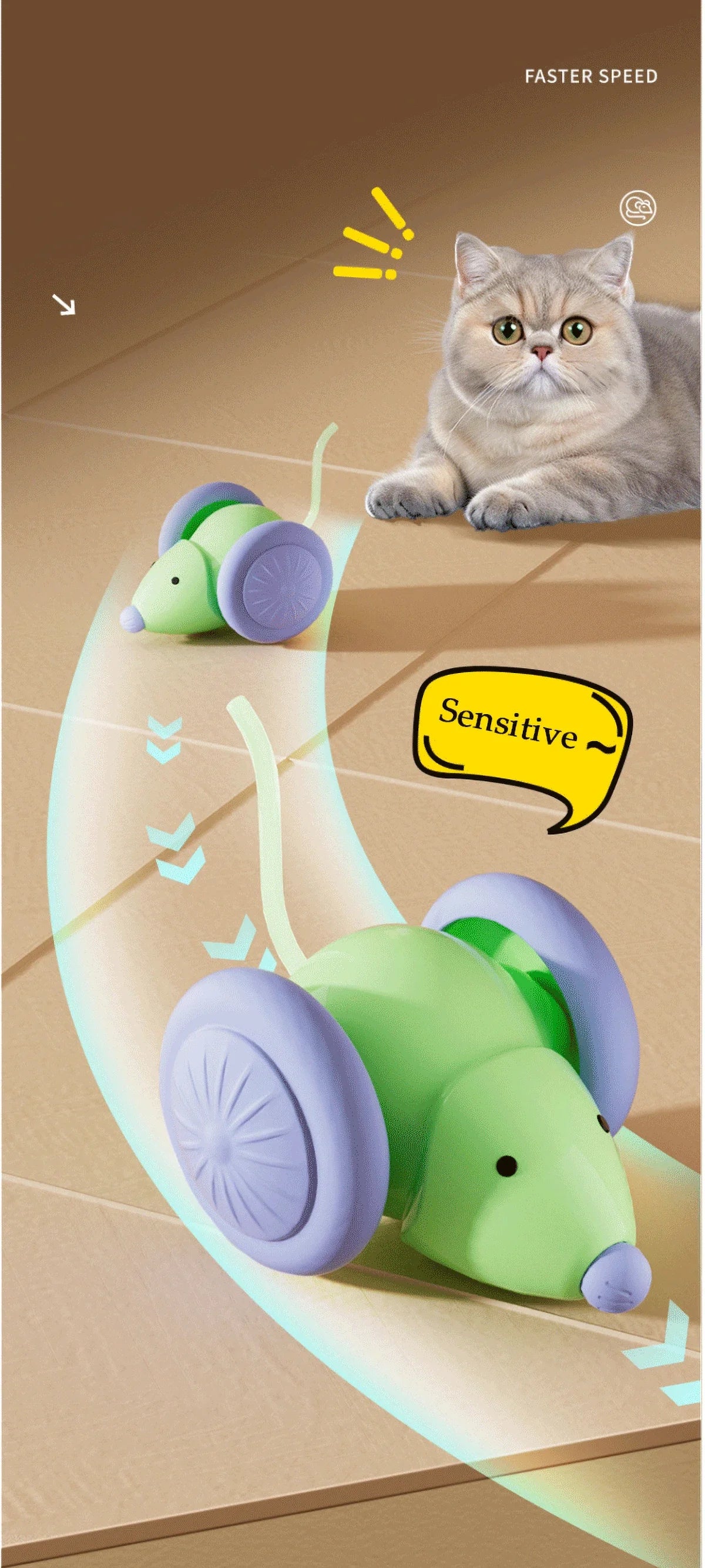 Electric Mouse Car Smart Electric Mouse Toy Car-Rejected Auto Obstacle Avoidance Interactive Cat Pet Toy
