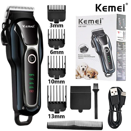 Professional Clipper Pet Dog Hair Trimmer Grooming Rechargeable Powerful Cat Cutters Shaver Mower Haircut Machine KM-1991 Kemei