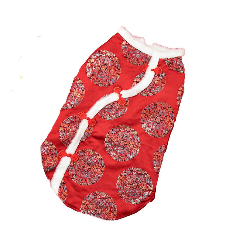 New Tang Style Big Dog Pet Clothes New Year Cotton Clothes Spring Festival Large Dog Thickened Clothes