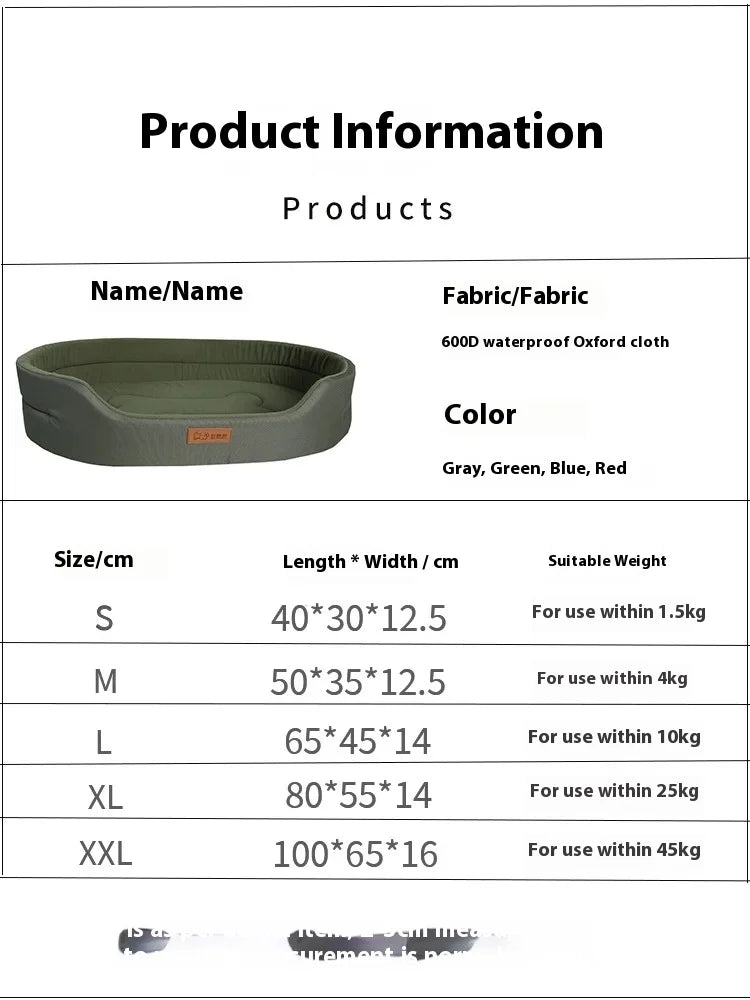 Dog Pet Beds Square Dog Bed For Large Dogs Dog Sofa Beds Waterproof Customized Pet Bed Inner Pad Washable Puppy Kennel Accessory