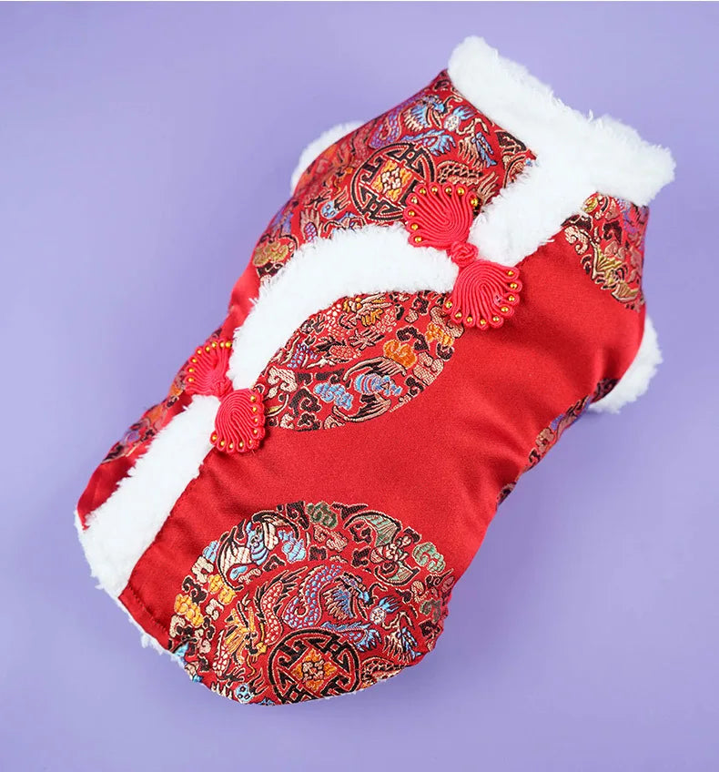 New Tang Style Big Dog Pet Clothes New Year Cotton Clothes Spring Festival Large Dog Thickened Clothes