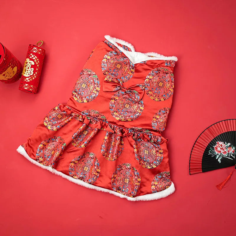 New Tang Style Big Dog Pet Clothes New Year Cotton Clothes Spring Festival Large Dog Thickened Clothes