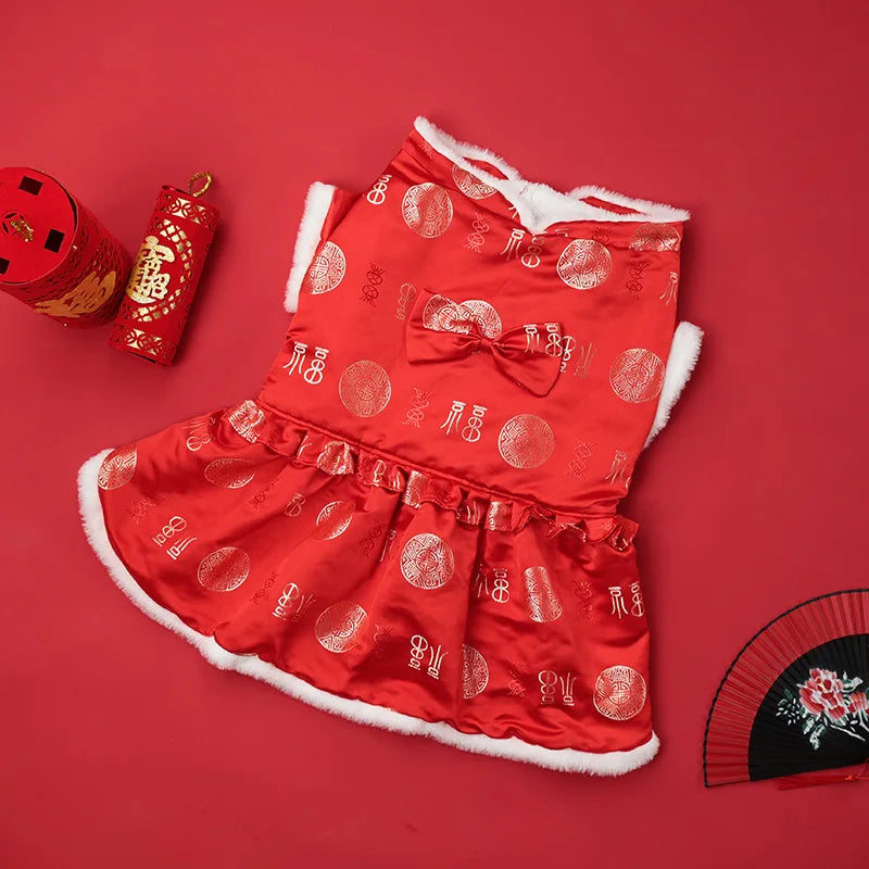 New Tang Style Big Dog Pet Clothes New Year Cotton Clothes Spring Festival Large Dog Thickened Clothes