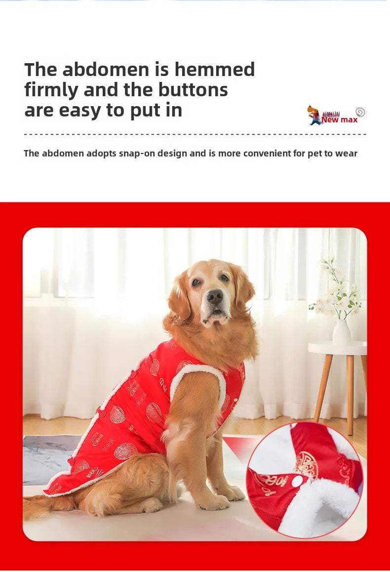 New Tang Style Big Dog Pet Clothes New Year Cotton Clothes Spring Festival Large Dog Thickened Clothes