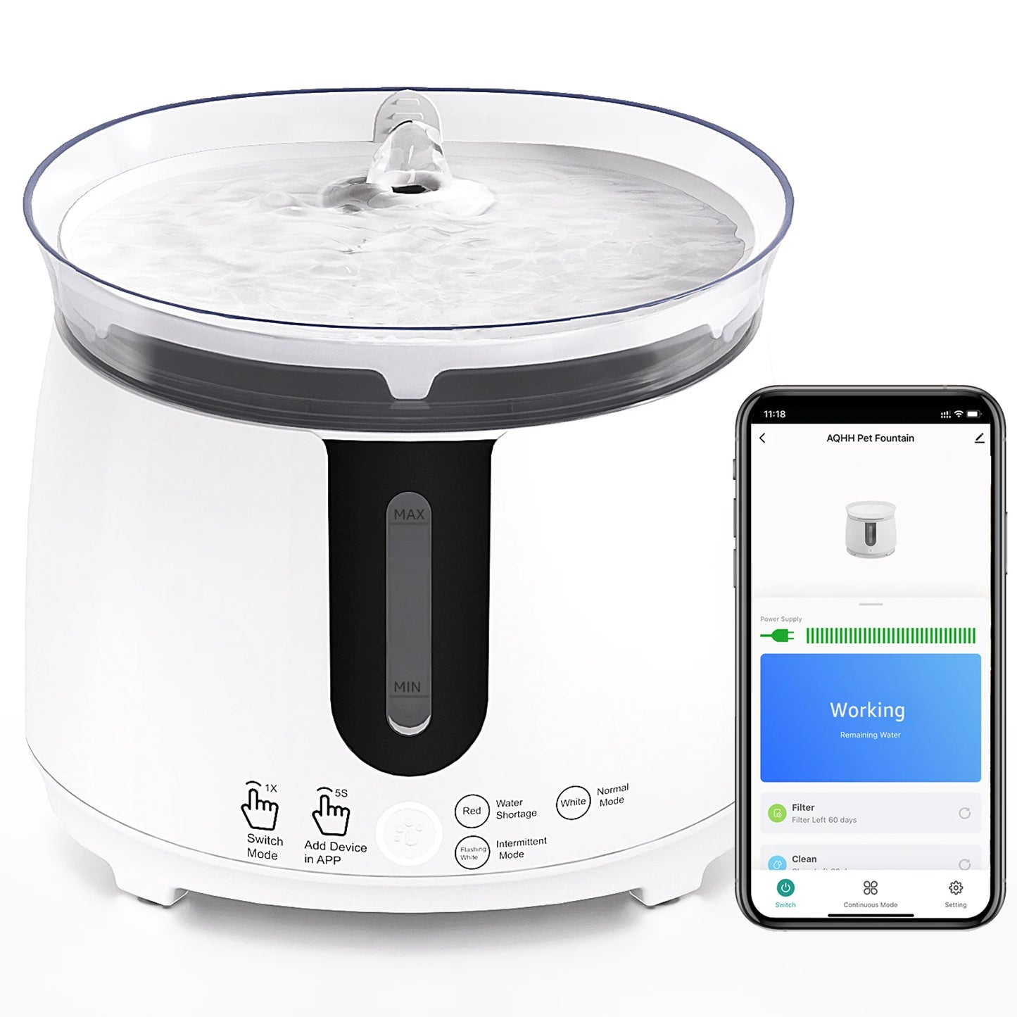 AQHH Wireless Pump Pet Water Dispenser Automatic Circulation Filtration Water Dispenser USB Electric Mute Cats Water Dispenser